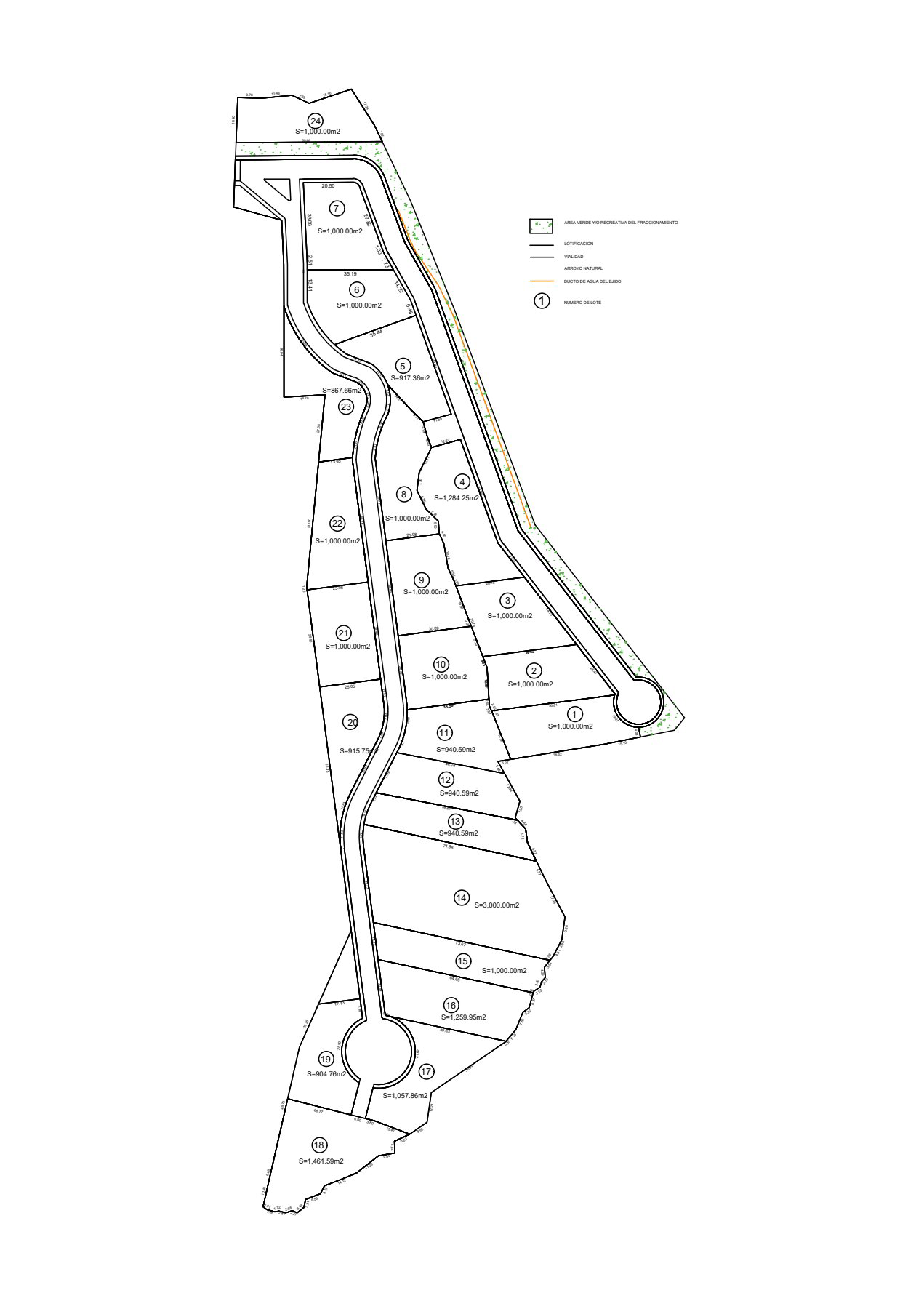 Plano de lotificación de Campestre La Térbola
